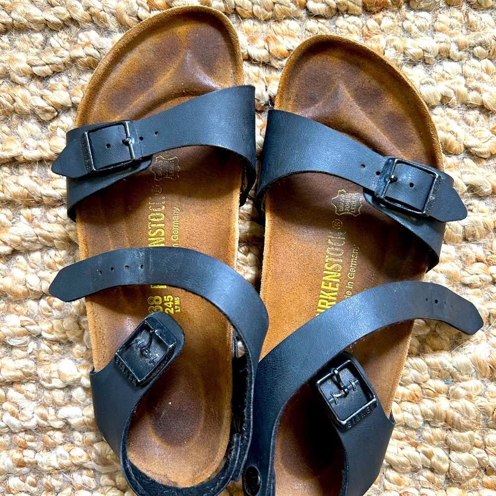 Black Birkenstock sandal with ankle strap